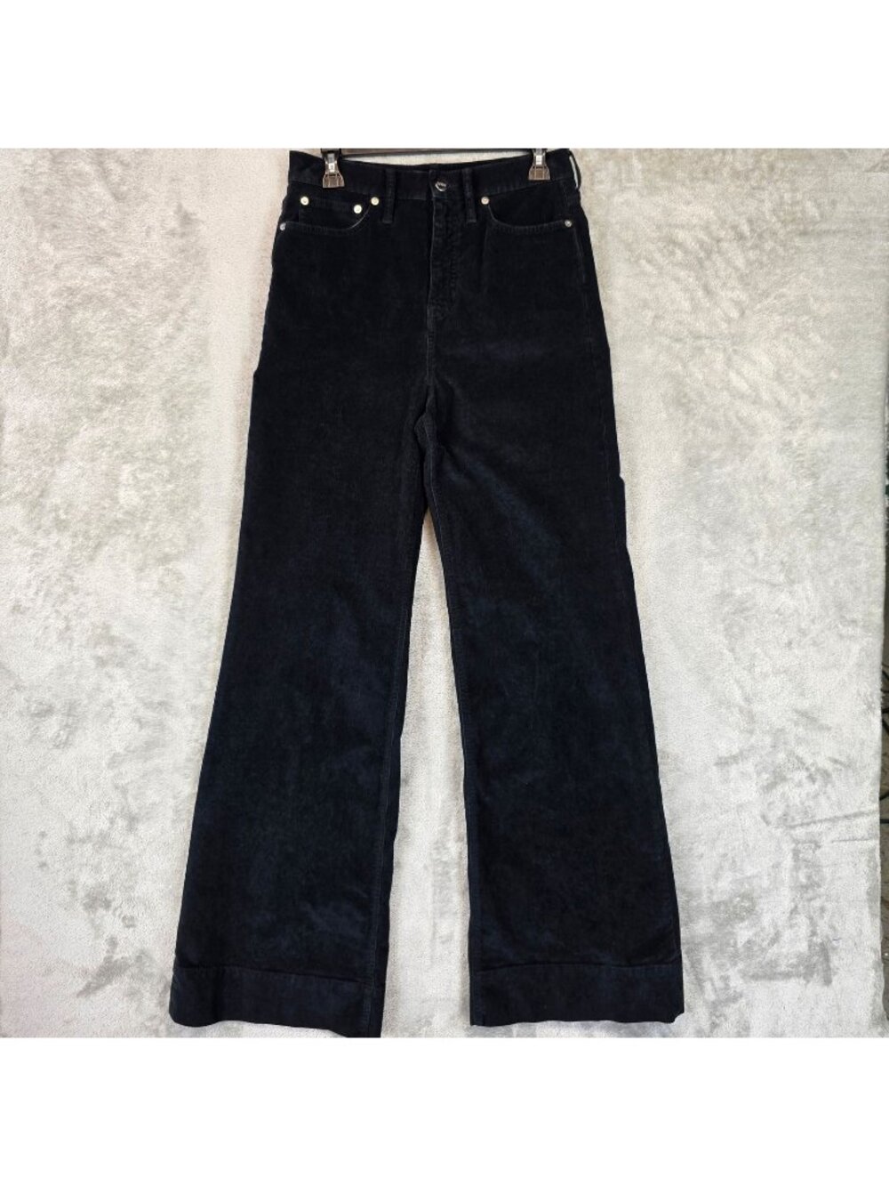 J.Crew Pants Womens 27 Tall Black Corduroy Wide Leg Chino Stretch Relaxed Casual